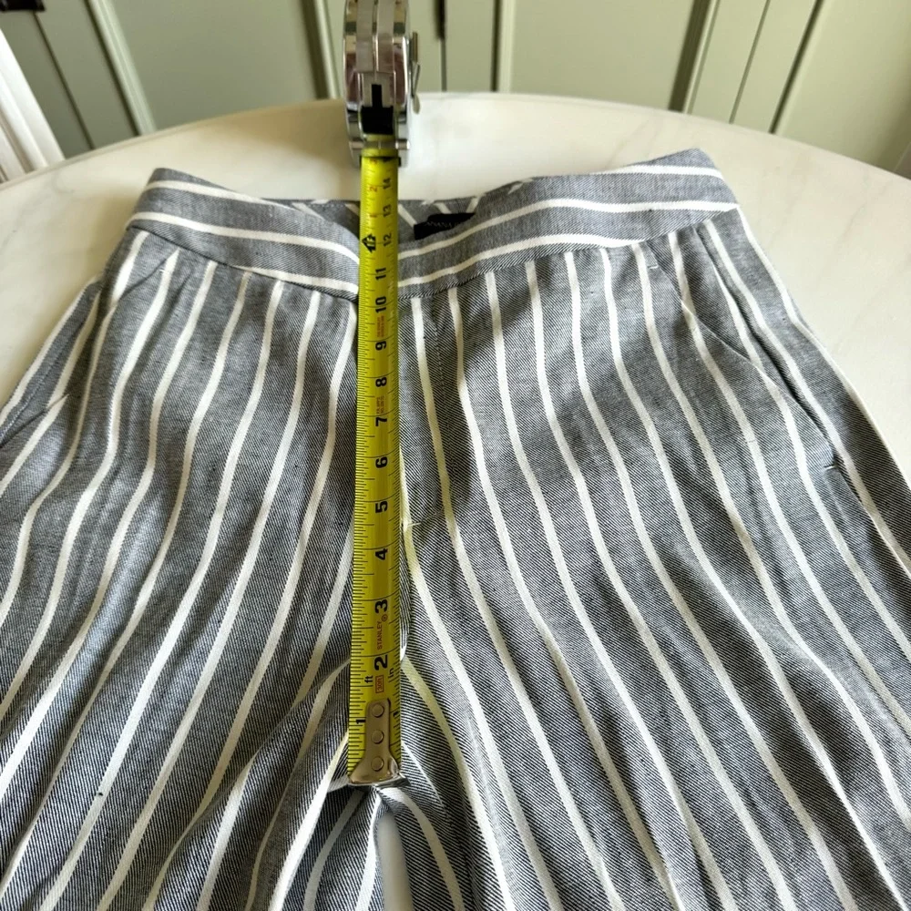 Banana Republic High Rise Wide Leg Linen Cotton Pant Striped Sz 2S